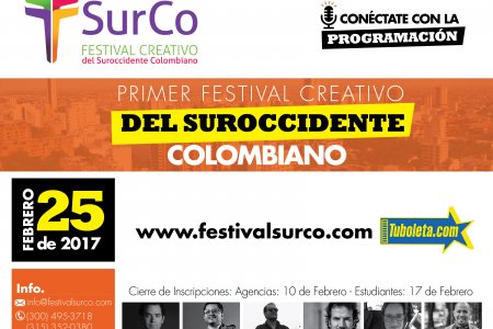 Estamos a 4 días del Festival SurCo 2017, primer festival de creatividad regional para el suroccidente colombiano