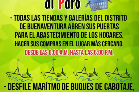 Desfile marítimo de buques de cabotaje en el día 8 del paro cívico en Buenaventura