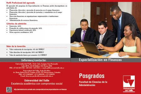 Abiertas las inscripciones para la Especialización en Finanzas en la Universidad del Valle Sede Pacífico