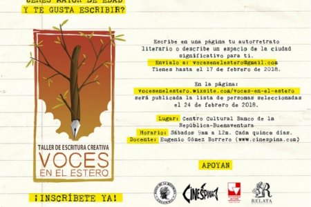 Inscripciones abiertas para el taller de escritura creativa Voces en el Estero