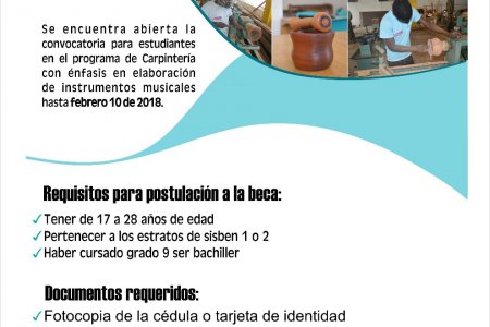 Inscripciones para Técnico Laboral en Carpintería en la Escuela Taller de Buenaventura