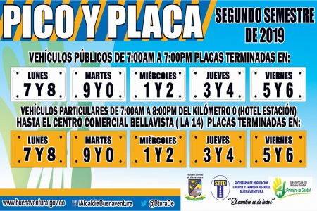 Así quedó la rotación del pico y placa del segundo semestre de 2019 en Buenaventura