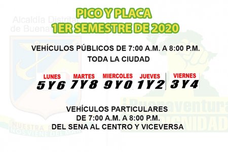 El pico y placa comienza a regir en Buenaventura el lunes 20 de enero de acuerdo al decreto 0058 expedido por la Alcaldía Distrital