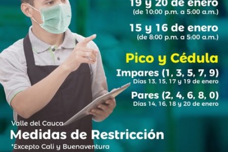 La Gobernación del Valle extendió las medidas de toque de queda y &lsquo;Pico y cédula&rsquo; hasta el 20 de enero de 2021