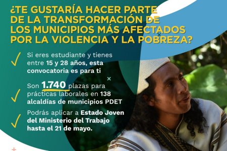 Se amplía plazo de la convocatoria Estado Joven para 1.740 plazas en los municipios PDET