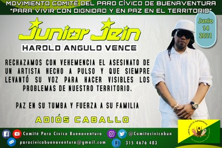 Comité del paro cívico de Buenaventura rechaza asesinato del artista urbano Junior Jein