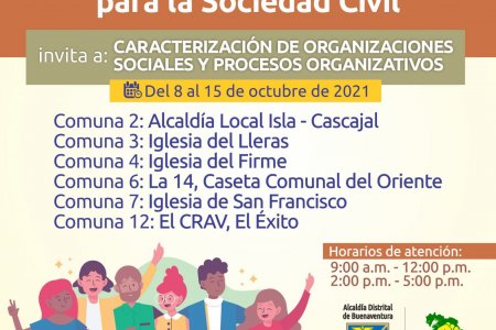 Del 8 al 15 de octubre se realizará jornada de caracterización de organizaciones sociales y procesos organizativos en Buenaventura