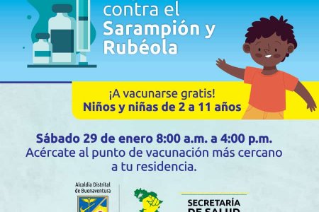 El sábado 29 de enero se realizará la jornada de vacunación con dosis de refuerzo para sarampión y rubéola