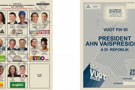 Para las elecciones presidenciales de 2022 la Registraduría Nacional pone a disposición tarjetas electorales en creole y en braille