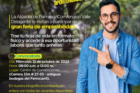 Feria de empleabilidad de Comfenalco Valle en Palmira: 400 vacantes disponibles