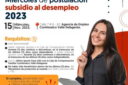 En el Valle del Cauca, los miércoles de noviembre de 2023 son de Jornadas masivas de postulación al subsidio de desempleo