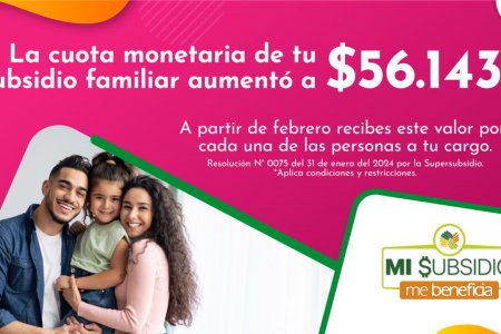 Nuevo valor de la cuota monetaria del Subsidio Familiar en Dinero 2024