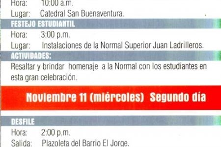 Programación Bodas de Oro Normal Superior Juan Ladrilleros