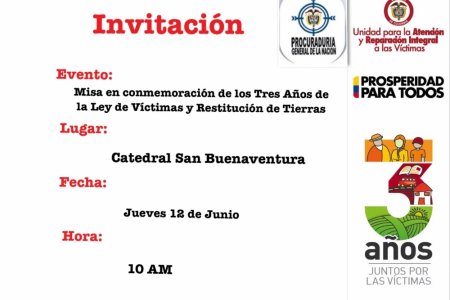 Víctimas del conflicto armado en Buenaventura participarán de misa conmemorativa de Ley de Víctimas