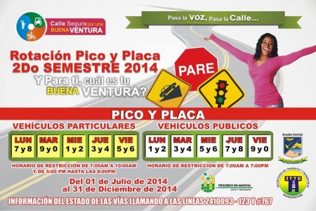 El pico y placa en Buenaventura rota a partir del 1 de julio de 2014