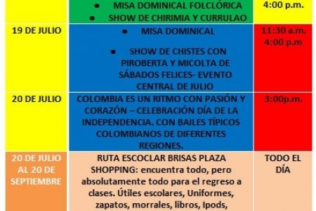 Eventos para julio en el Centro Comercial Brisas Plaza Shopping
