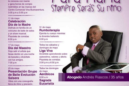 Programación mes de la Madre en el Centro Comercial Viva buenaventura