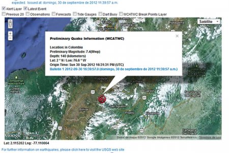 Sismo de 7.1 grados se sintió en el centro y suroccidente colombiano