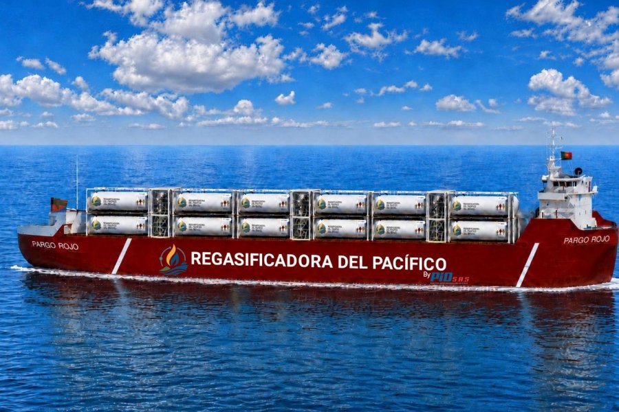 El buque "Pargo Rojo" zarpa de China con destino a Buenaventura para abastecer mediante isocontenedores la Regasificadora del Pacífico