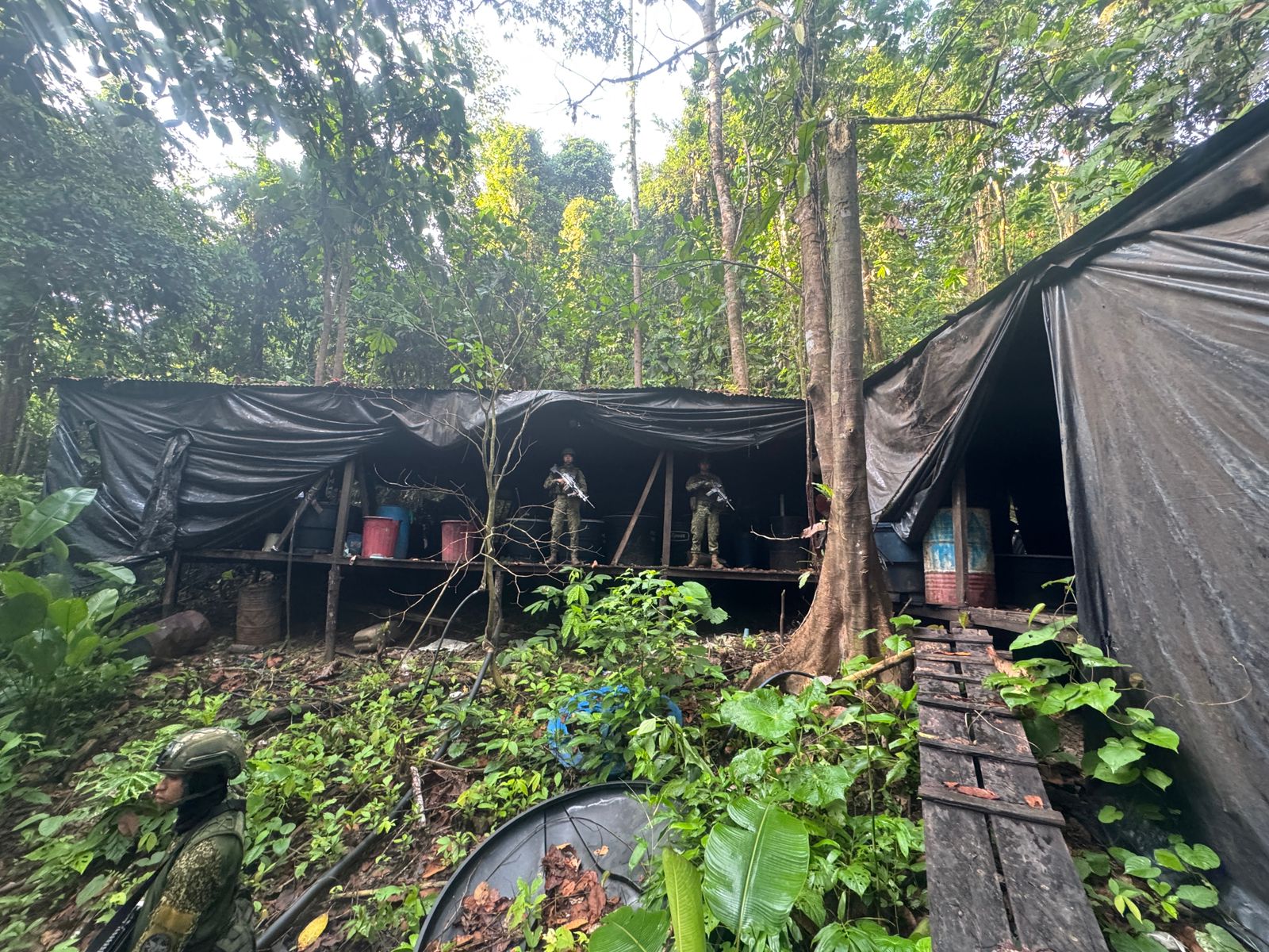 La Armada de Colombia destruyó cristalizadero de cocaína en Nariño con más de 373 kilos del alcaloide