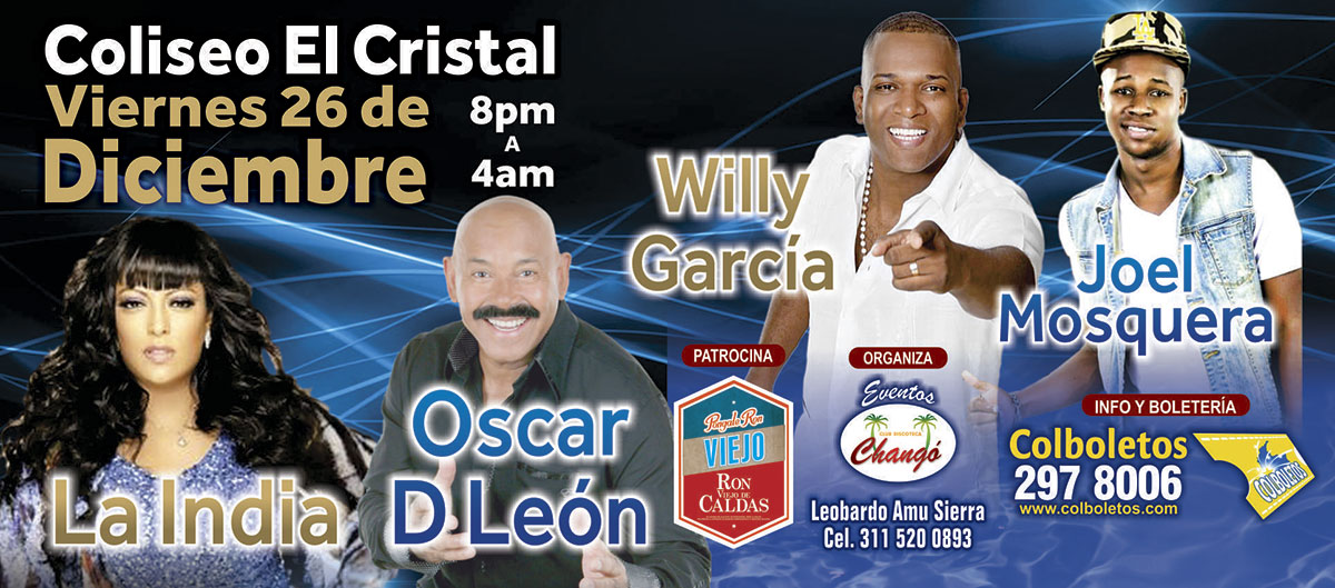 Gran Concierto Salsero de fin de a&ntilde;o, viernes 26 de diciembre Coliseo Poliderpotivo El Cristal