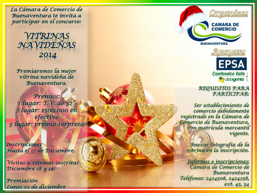 Participa en el concurso Vitrinas Navide&ntilde;as de la Cámara de Comercio de Buenaventura