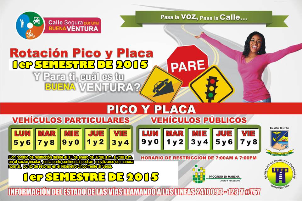 Rotación en el Pico y Placa para el primer semestre de 2015