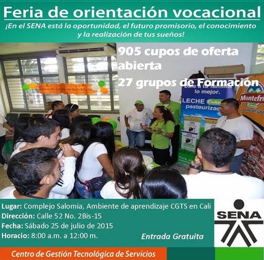 SENA realizará Feria de Orientación Vocacional para toda la comunidad en Complejo Salomia de Cali