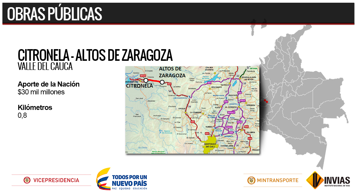 Invías abre proceso de contratación para construir tramo de doble cazada entre Citronela y Altos de Zaragoza en Buenaventura