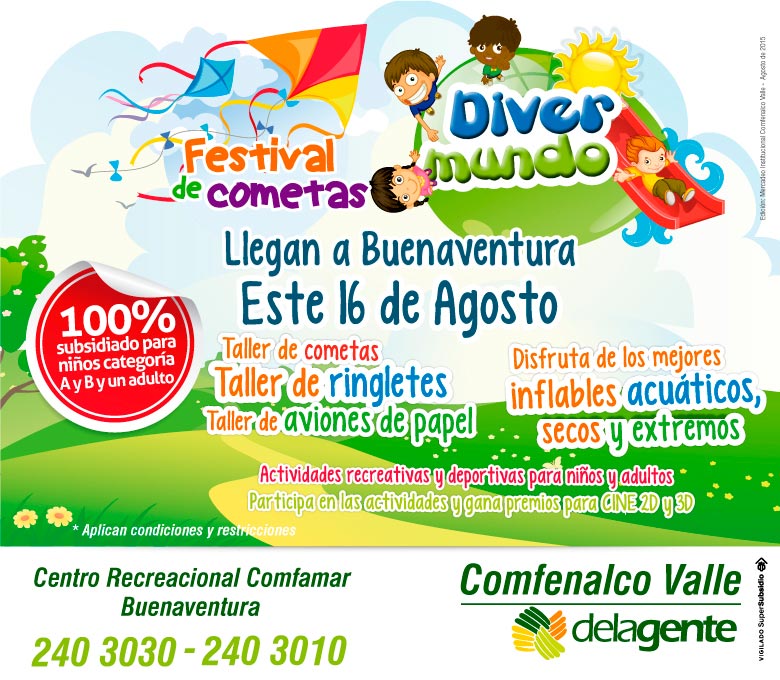 Festival de Cometas en el Centro Recreacional de Comfenalco Valle Regional Buenaventura