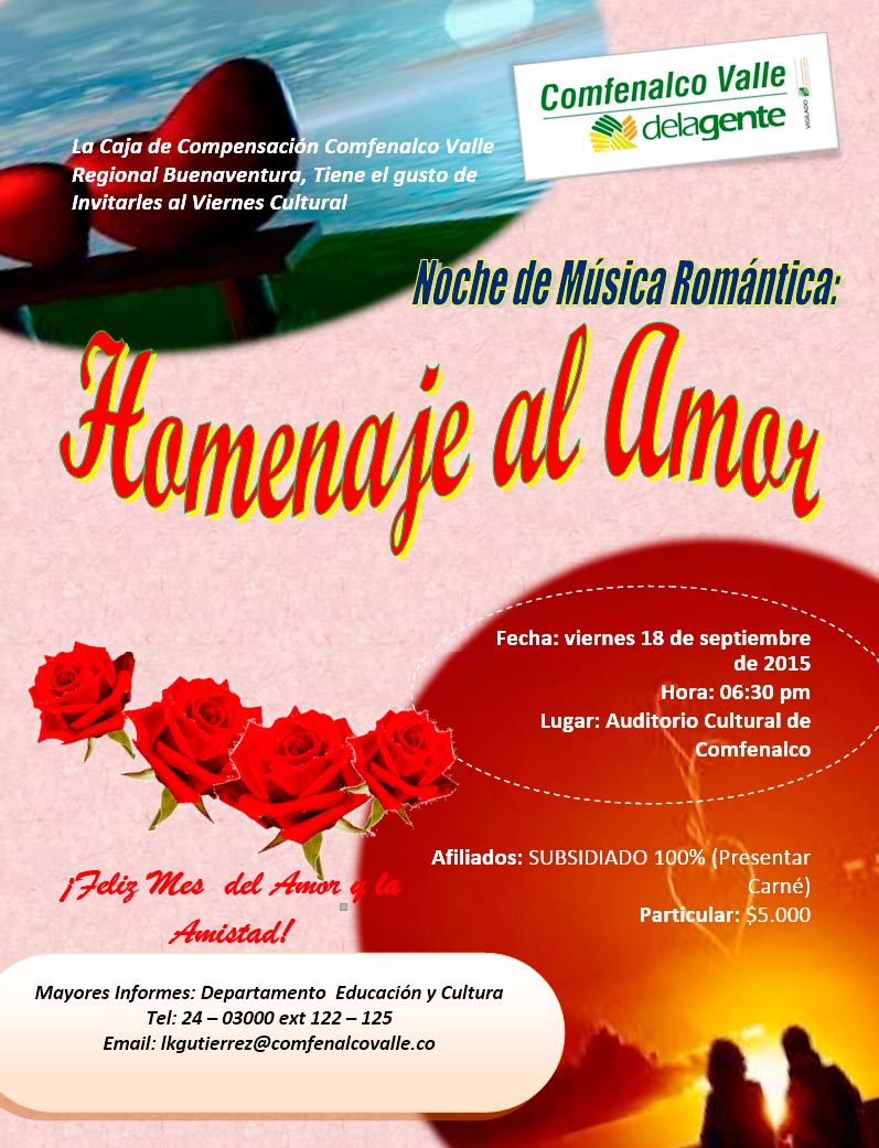 Noche para sentir y compartir a ritmo de boleros en Comfenalco Valle, Regional Buenaventura este 18 de septiembre de 2015