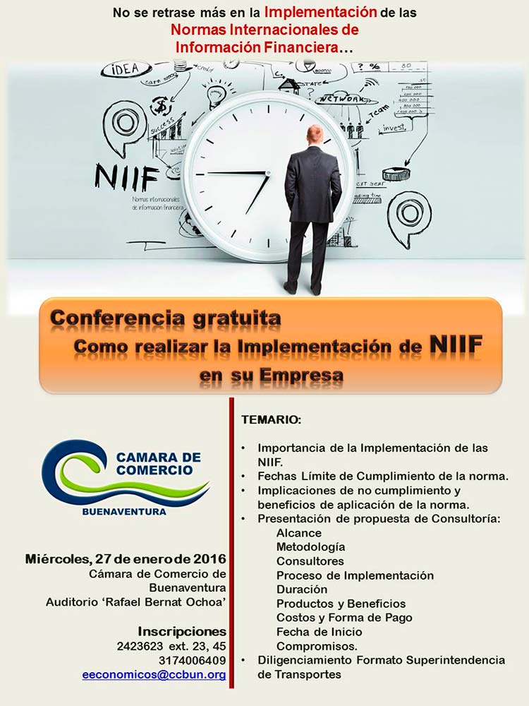 Conferencia gratuita sobre NIIF en la Cámara de Comercio este miércoles 27 de enero