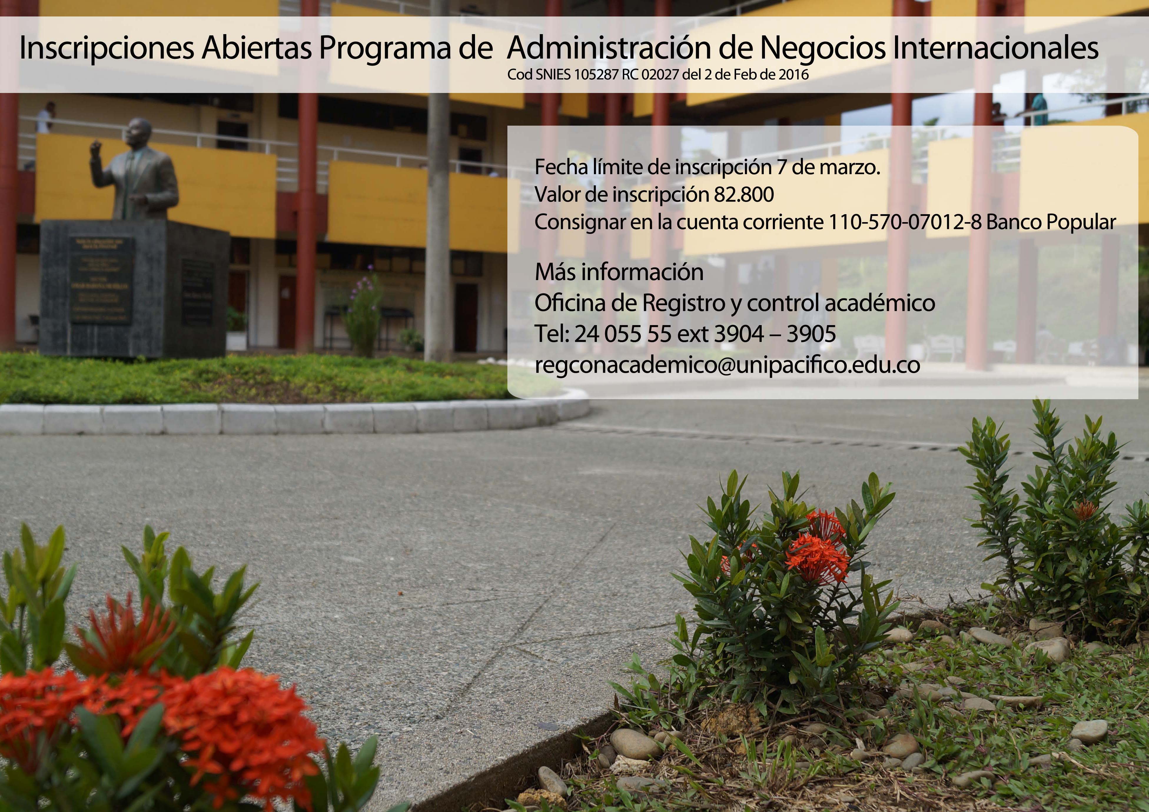 Abiertas las inscripciones para el Programa Administración de Negocios Internacionales en Unipacífico