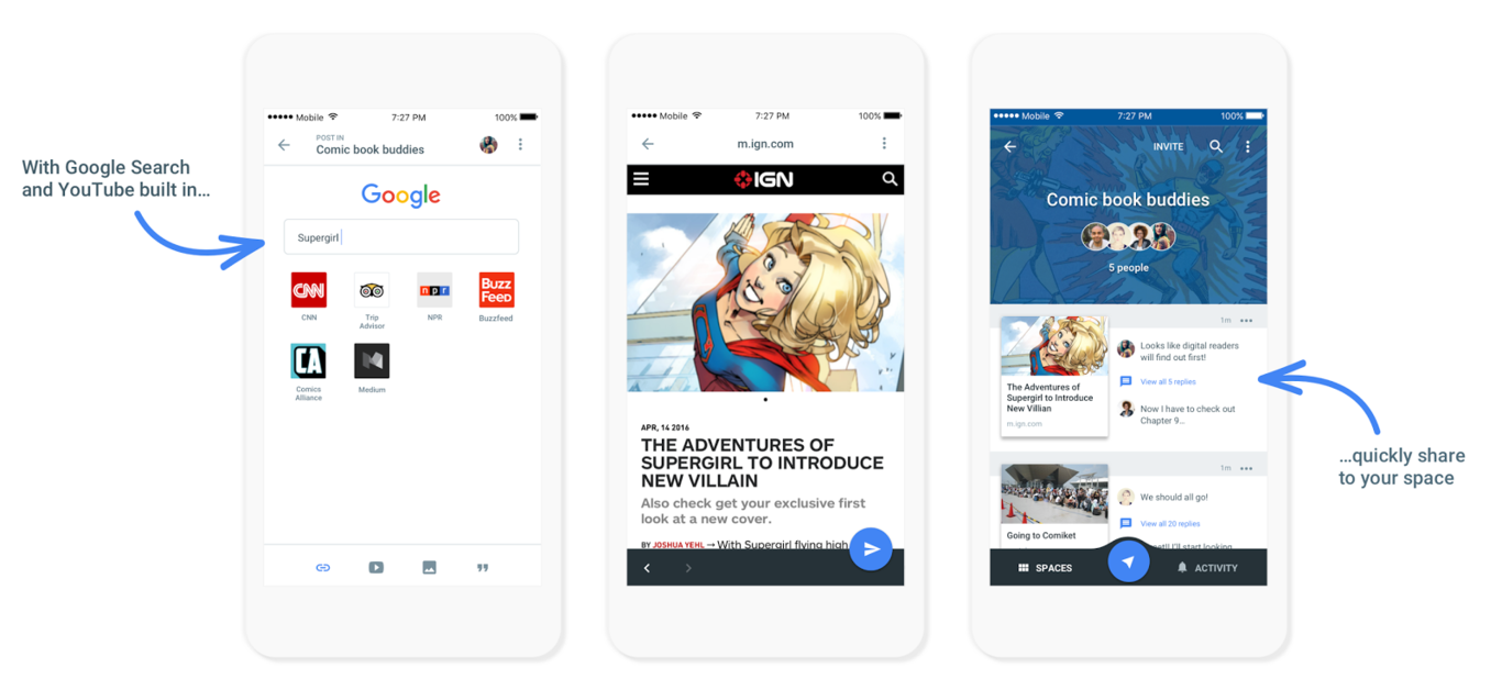 Google lanza Spaces, su nueva aplicación social para chatear y compartir en grupos