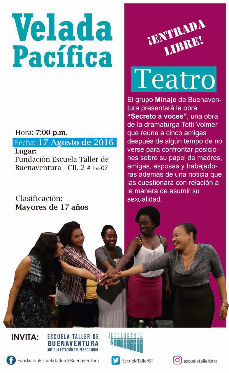 La Escuela Taller de Buenaventura invita a su Velada Pacífica este miércoles 17 de Agosto, con una obra de teatro
