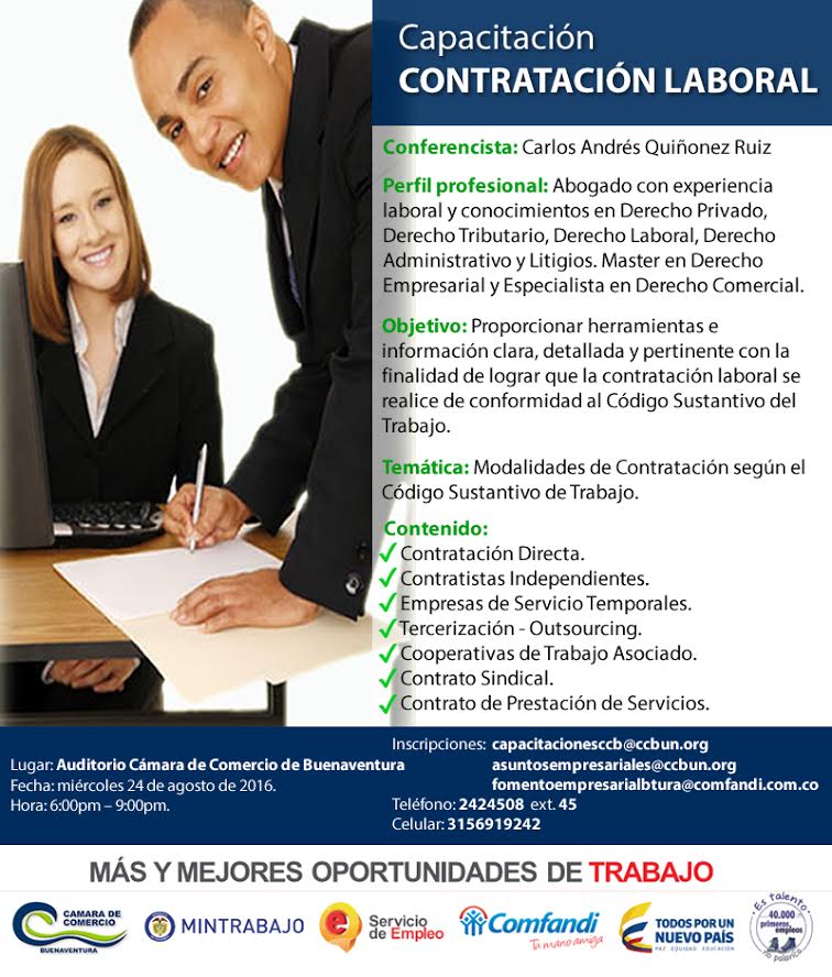 Conferencia - taller sobre modalidades de contratación bajo la normatividad del Código Sustantivo de Trabajo