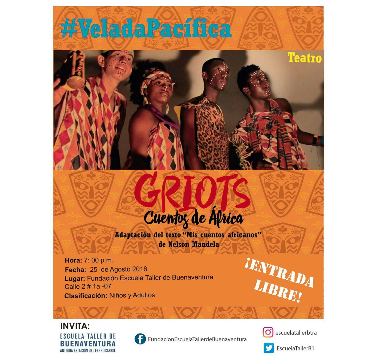 Nueva Velada Pacífica en la Escuela Taller con la obra Griots este jueves 25 de agosto