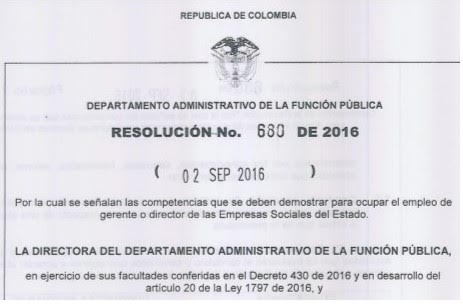 Función Pública será competente para evaluar las competencias de los aspirantes para ocupar el empleo de director o gerente de las ESE