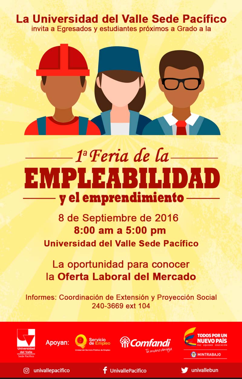 La Universidad del Valle y el Centro de Empleo y Emprendimiento de Comfandi realizan hoy 8 de septiembre la Feria de Empleabilidad y Emprendimiento