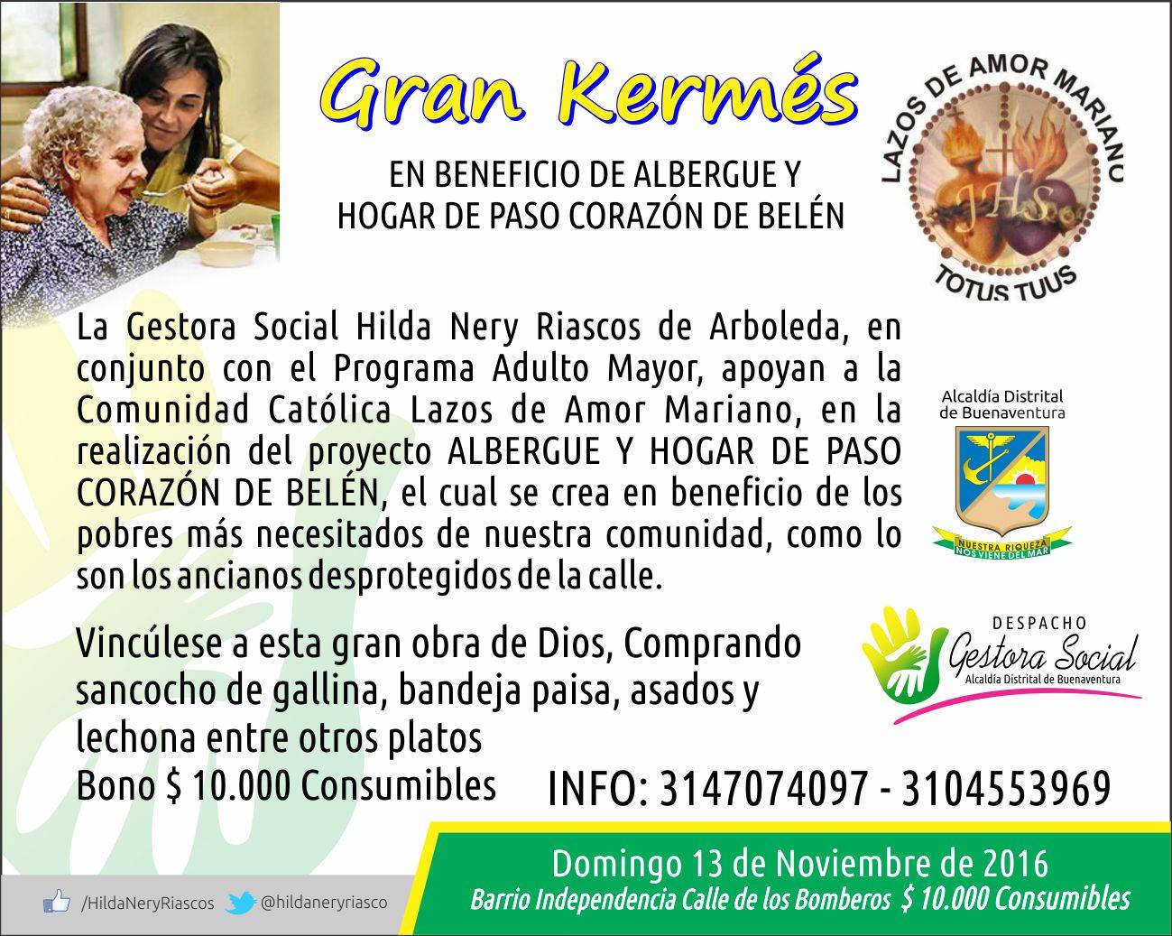 Gestora Social de Buenaventura apoya kermesse en pro del Hogar de Paso para Adultos Mayores