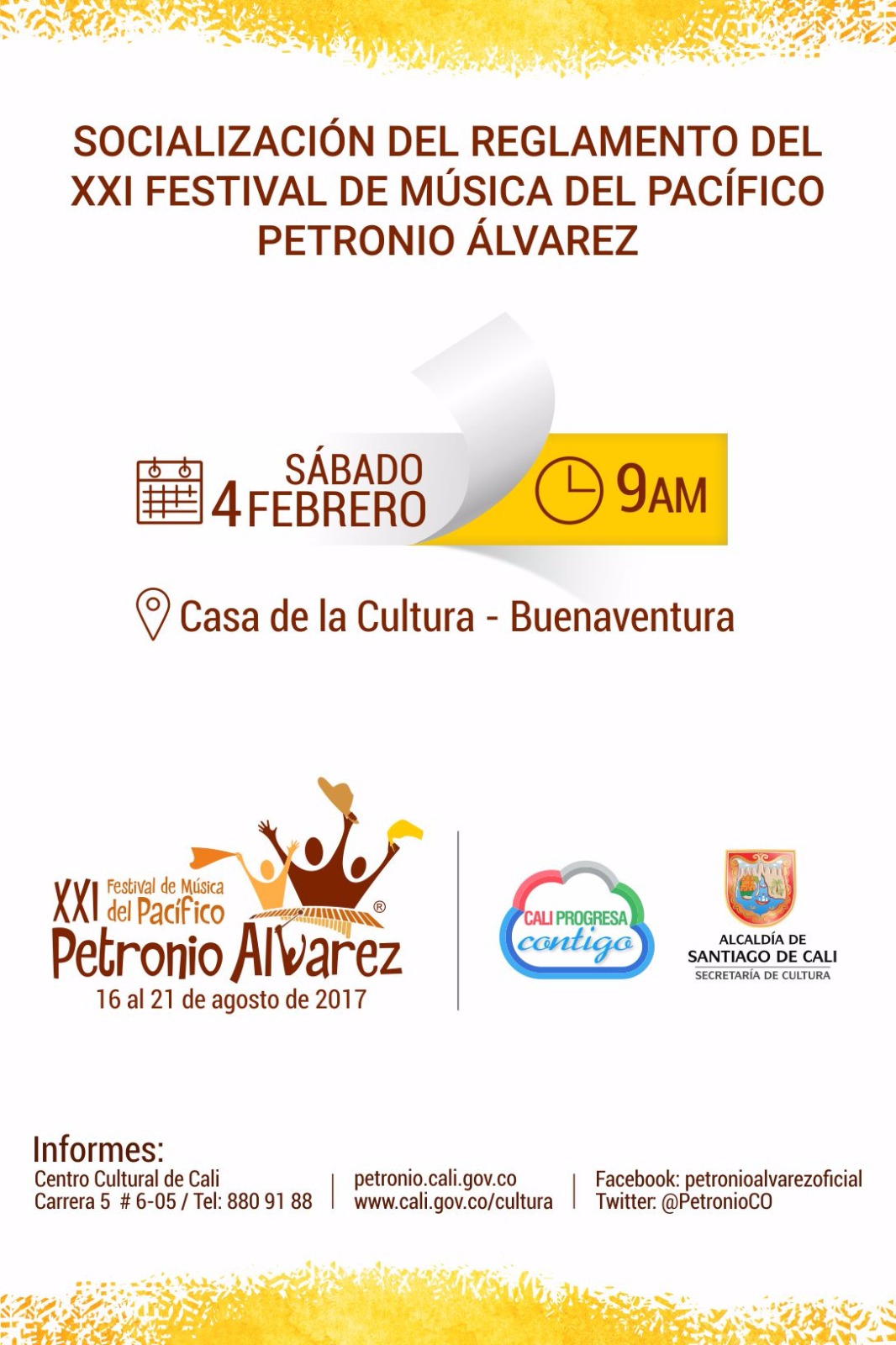 El sábado 4 de febrero se socializará en Buenaventura el reglamento del XXI Festival Petronio Álvarez