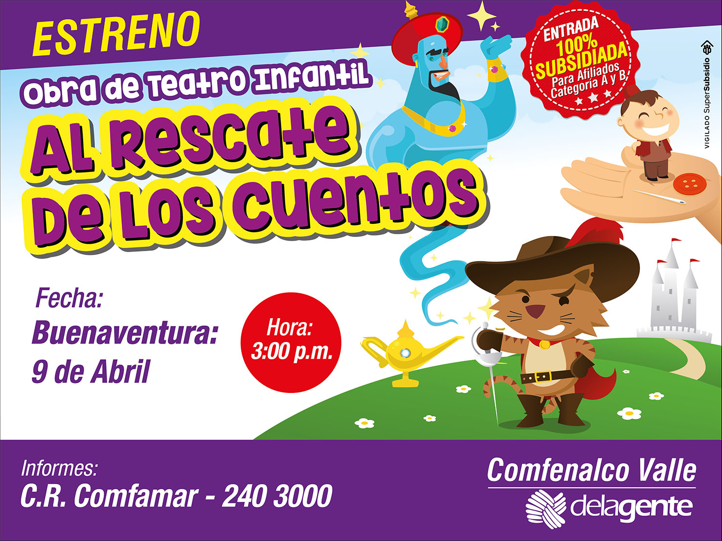 Comfenalco Valle Regional Buenaventura invita a su obra de teatro Al Rescate de los Cuentos
