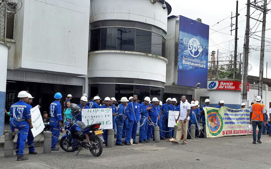 Estibadores realizaron protesta en la puerta Raymond, Sociedad Portuaria Buenaventura respondió
