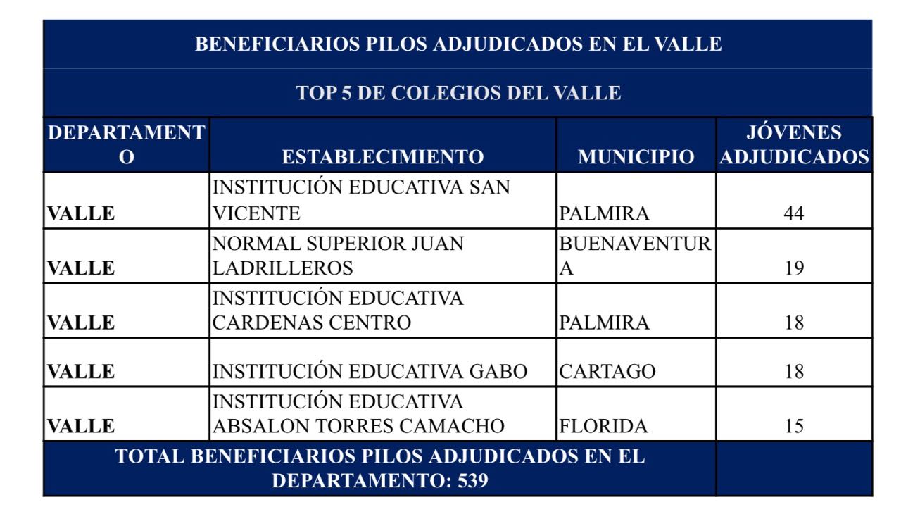 Antioquia, Santander, Atlántico, Valle y Nari&ntilde;o, los departamentos con más 'pilos' en la cuarta convocatoria