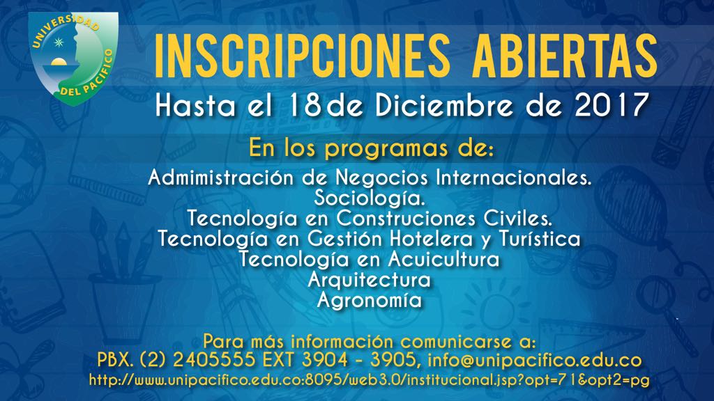 Inscripciones abiertas en la Unipacífico hasta el 18 de diciembre