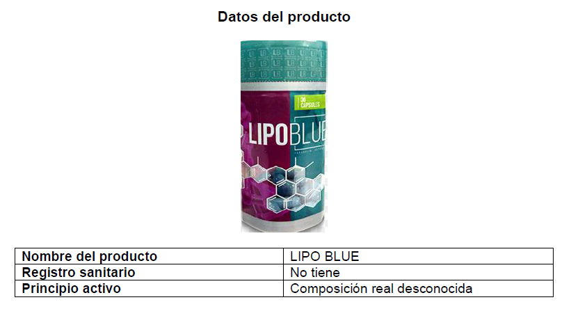 Secretaría de Salud informa de alerta sanitaria sobre “Lipo Blue”, producto fraudulento según el Invima