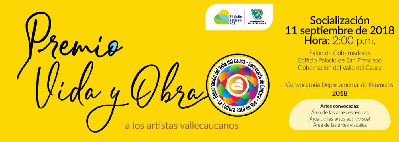 Gobernación del Valle abre la convocatoria para el Premio Vida y Obra 2018