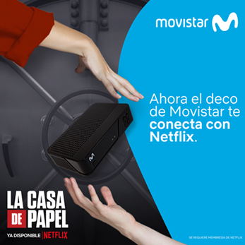 Movistar, la primera compa&ntilde;ía en ofrecer a sus clientes en Colombia la opción de disfrutar Netflix a través de los decodificadores conectados de Movistar Tv