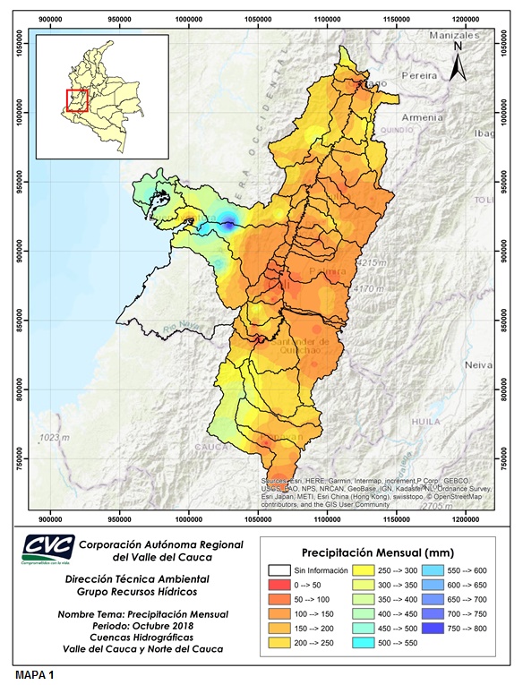 Las precipitaciones en octubre estuvieron por debajo de los promedios históricos en el Valle del Cauca