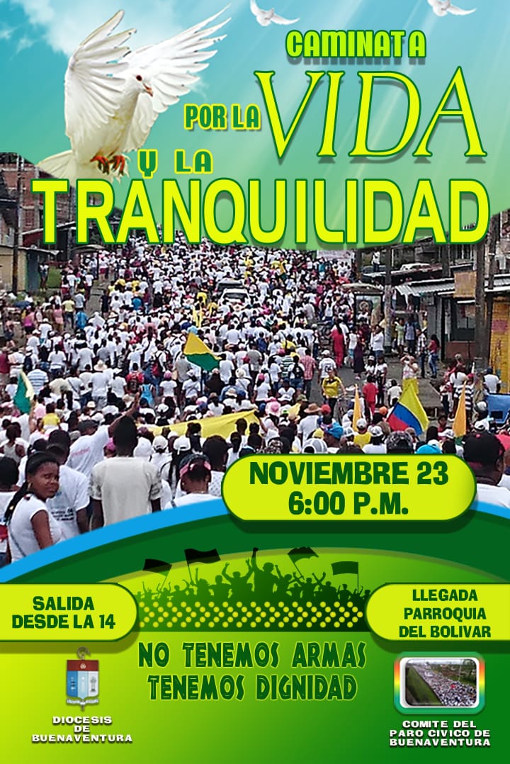 El viernes 23 se realizará una caminata organizada por la Diócesis de Buenaventura y el Comité de Paro Cívico